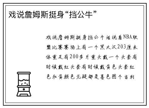 戏说詹姆斯挺身“挡公牛”